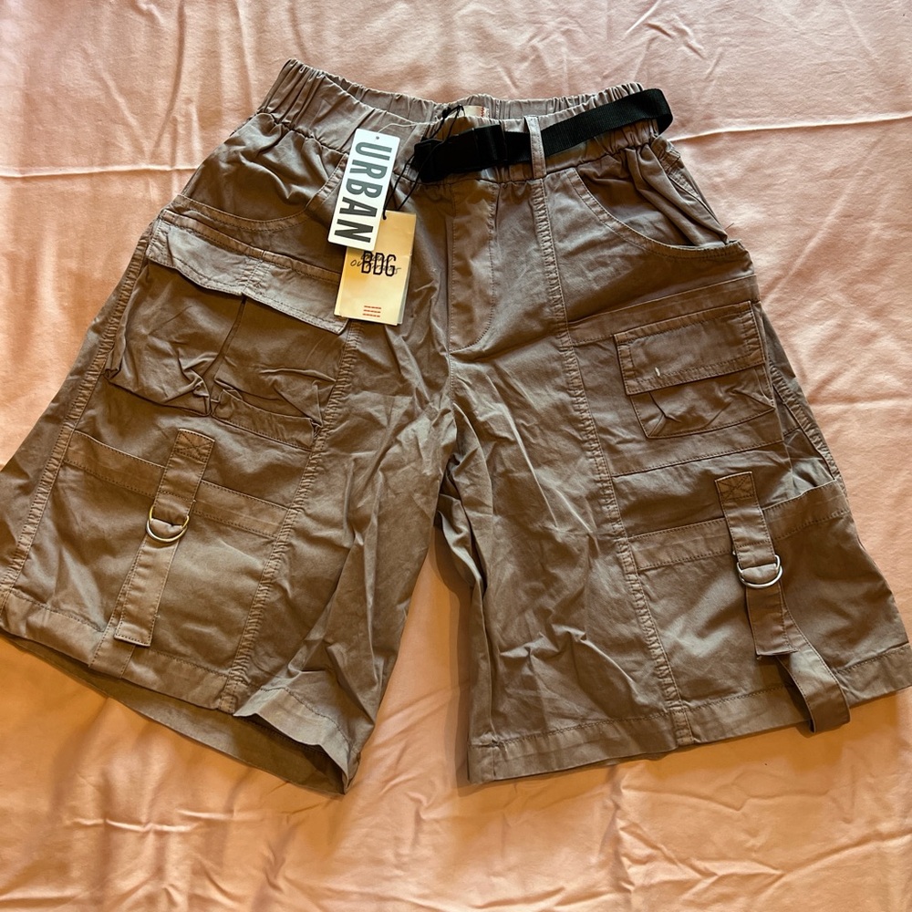 BDG Men's Brown Cargo Shorts with Belt